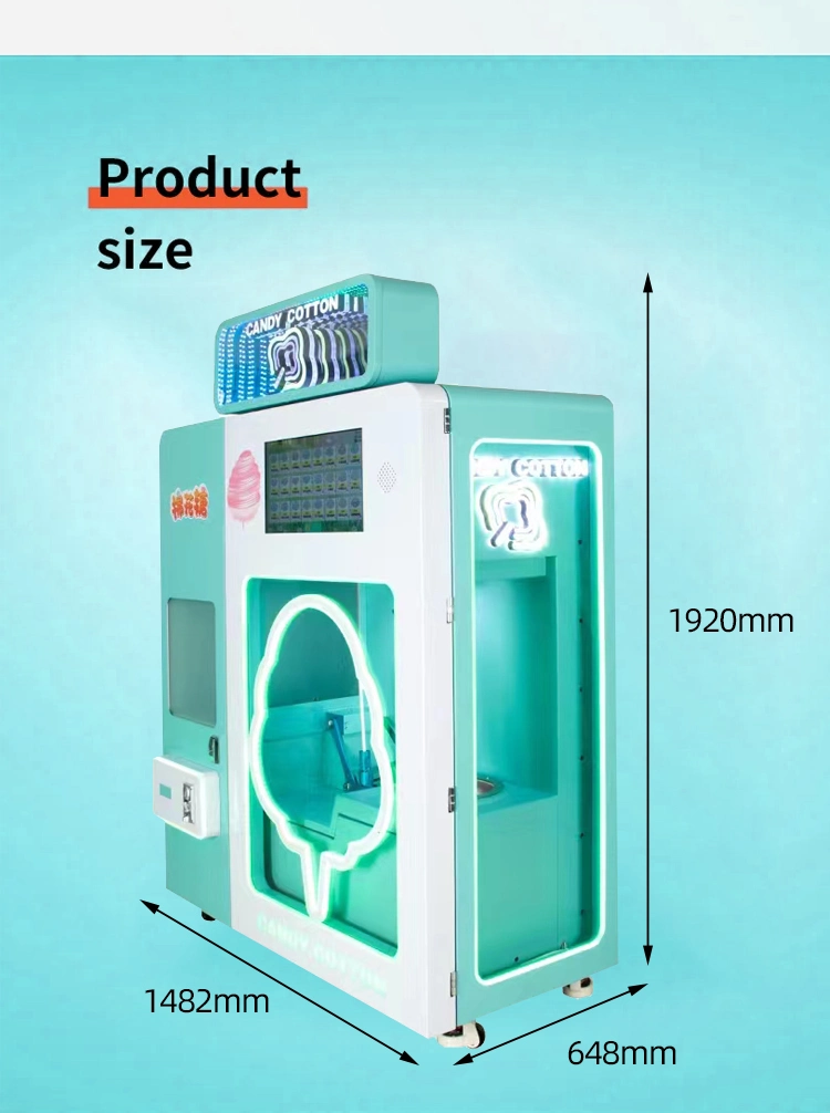 Commercial Cotton Candy Floss Machines Robot Arm Sugar Making Trade Fully Automatic Cotton Candy Vending Machine