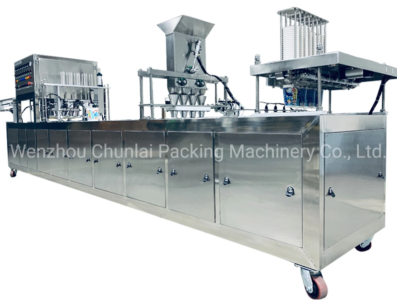 Fully Automatic Edible Popcorn Cup Aluminum Foil Sealing Machine Snacks Jar French Fries Candy Packaging Production Line