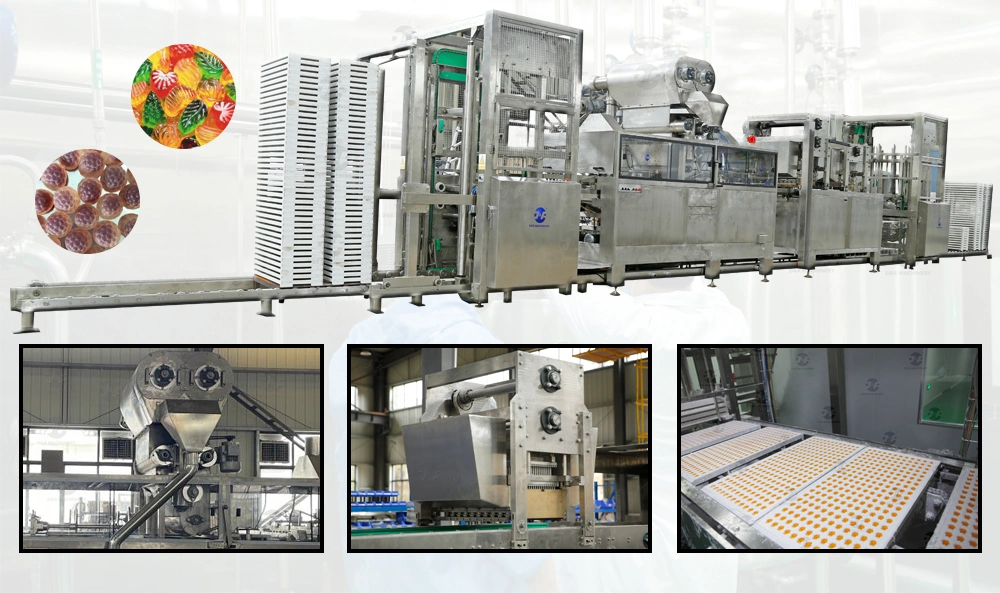 Large Capacity Candy Making Equipment Jelly Candy Production Line Soft Jelly Candy Pectin Gelatin Multiple Vitamins Gummy Forming Machine Starch Mogul Line