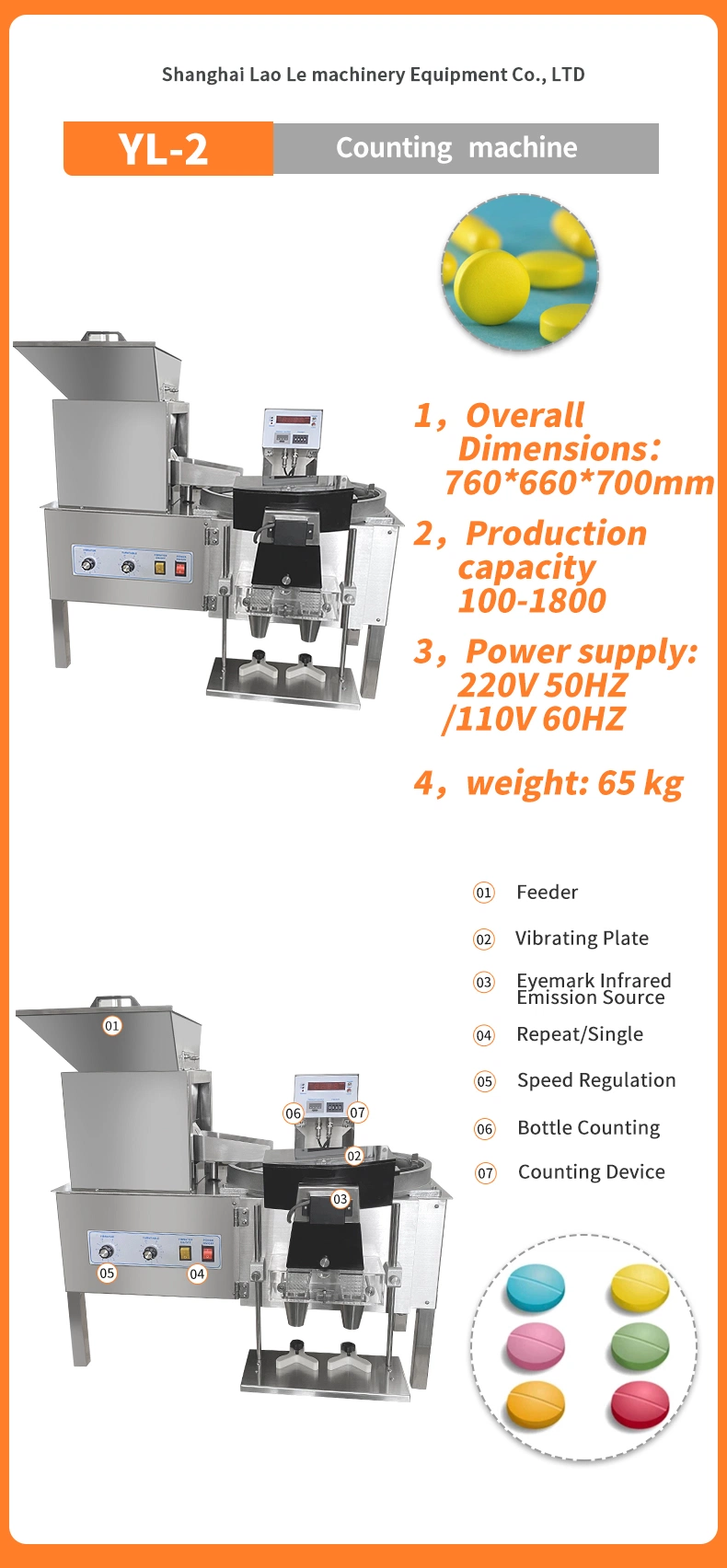 Yl-2 Vibration Soft Gel/ Vitamin Tablet/Candy/Gummies/Jelly Gummy/Capsule/Pill Vision Sensor Counting Machine