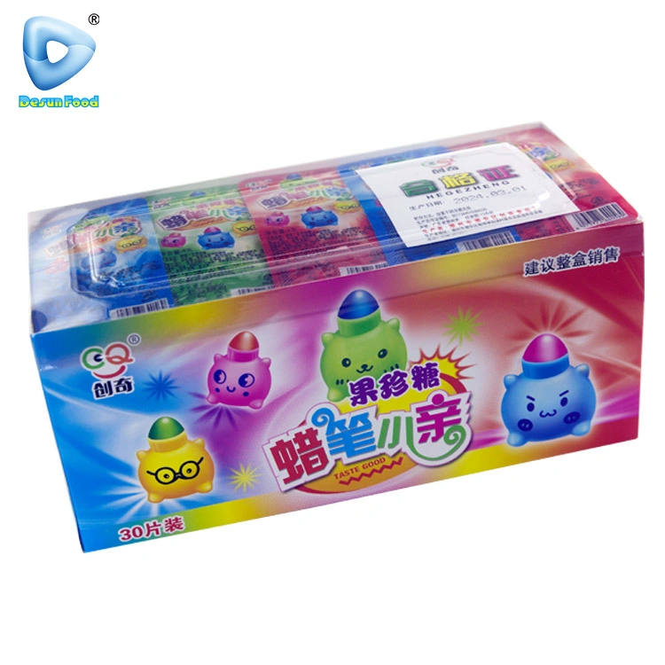 Hot Selling Wholesale Plastic Cartoon Crayon Toy with Jelly Bean Candy