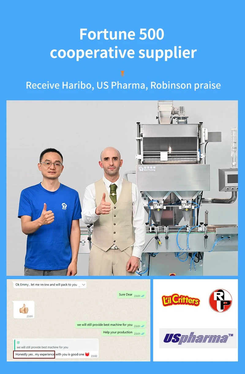 Automatic Counting Gummy Vitamins Into Bottle Solution Powder Packaging Sanded Pectin Oiled Sugar Gummy Counting Machine