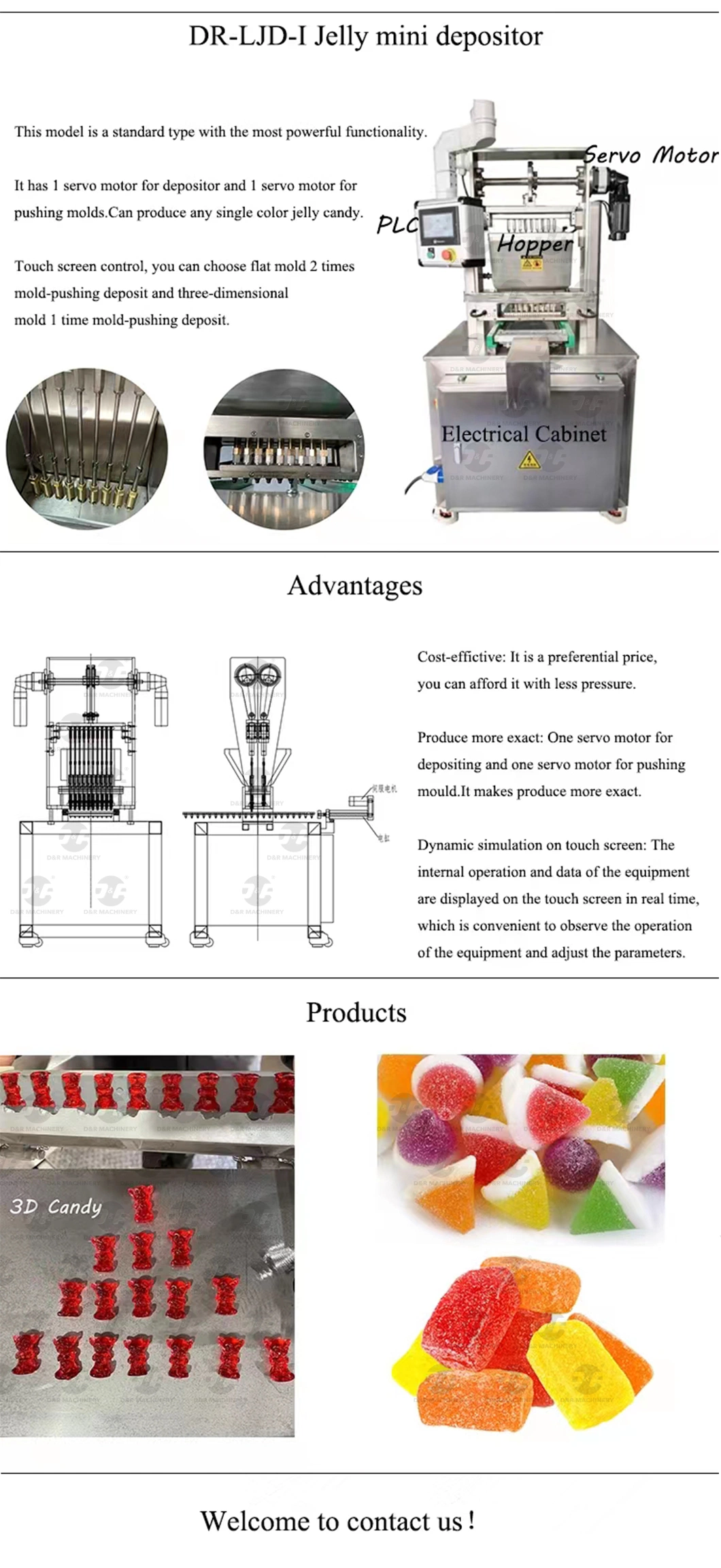 Semi-Automatic Jelly Mini Depositing Machine One Row Gummy Candy Making Equipment for Supermarket