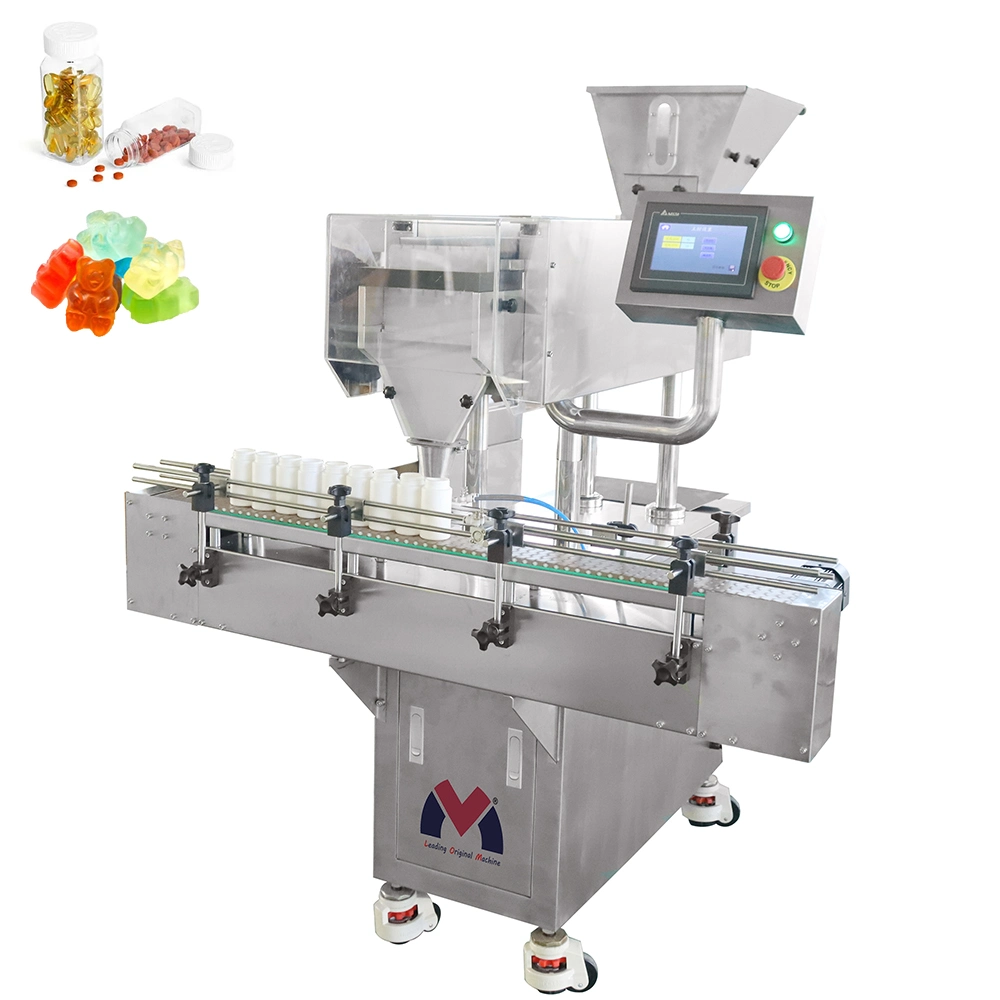 PLC Multi Channel Trays Feeding Counter Three-Level Vibration Soft Gel/ Vitamin Tablet/Candy/Gummies/Jelly Gummy/Capsule/Pill Vision Sensor Counting Machine