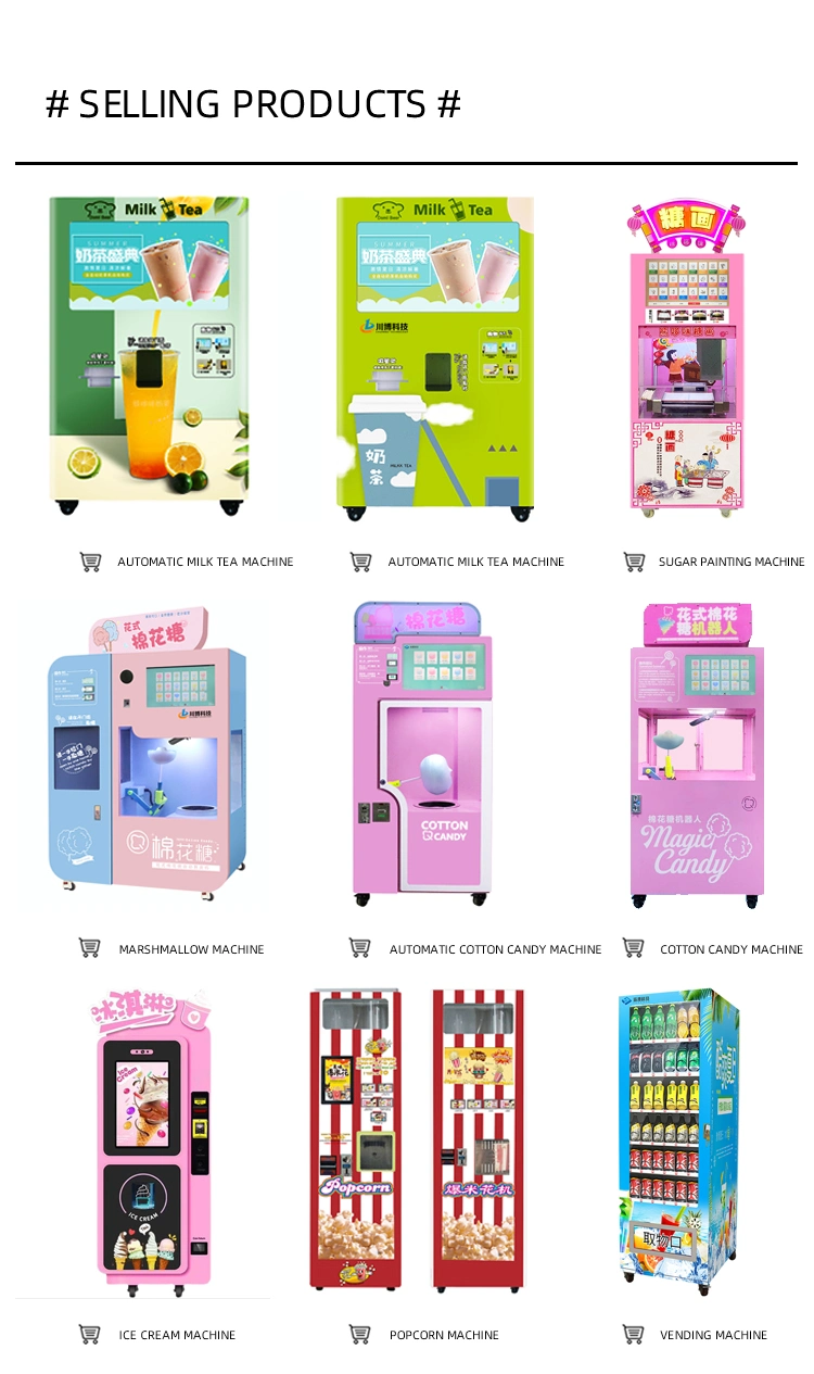 Factory Automatic Cotton Candy Vending Machine Floss Flower Candy Machine