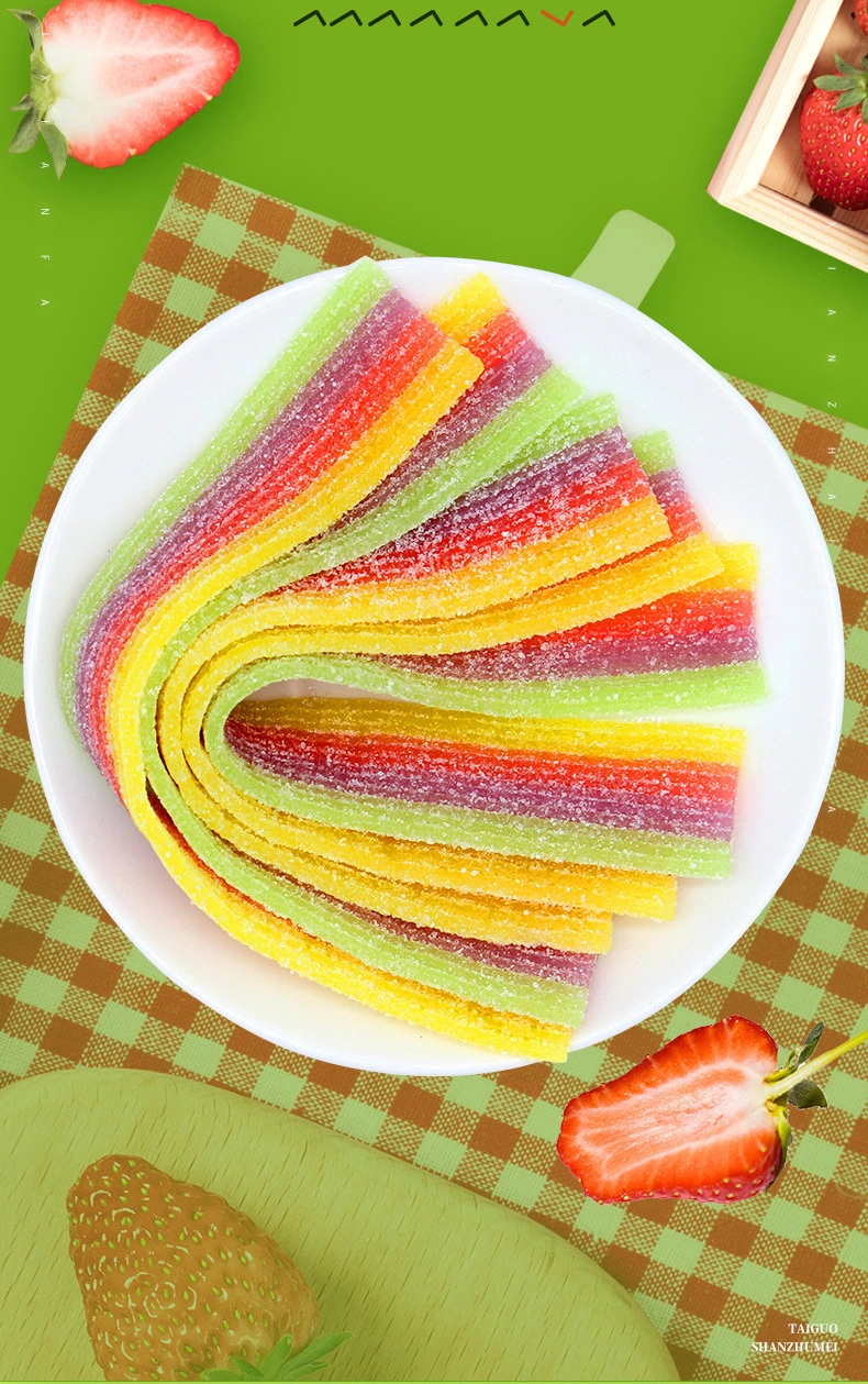 Manufacturer Directly Sour Fruit Belt Snack Food Rope Gummy Candy