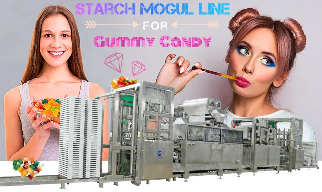 China Confectionery Machinery Center Filling Jelly Bean Pectin Gummy Candy Making Machine Starch Mogul Plant Gummy Candy Production Line