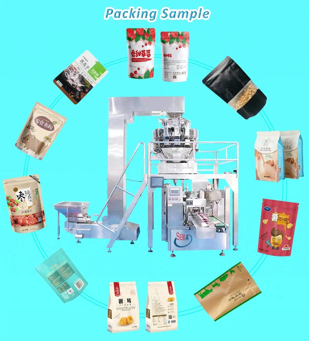 Automatic Bubble Gum Sweets Gummy Bear Candy Potato Chips Pouch Premade Bag Packing Machine