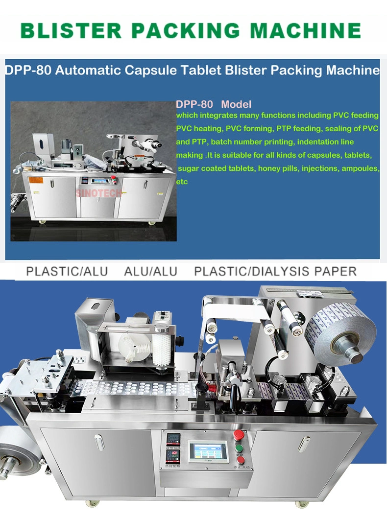 Dpp80 Automatic Alu-Plastic Vitamin Candy Blister Packing Machine Factory Price Hot Sale