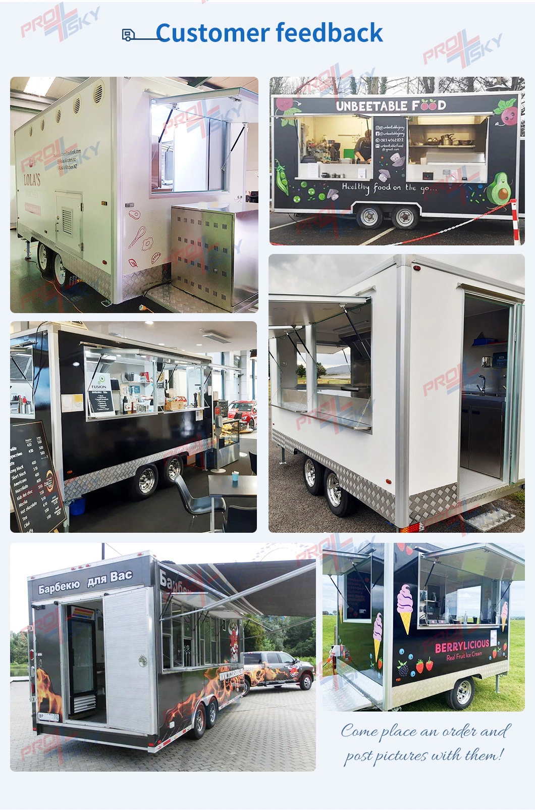 Prosky Fast Food Trucks Caravan Mobile Food Kiosk Catering Shipping Container Food Trailer Full Kitchen