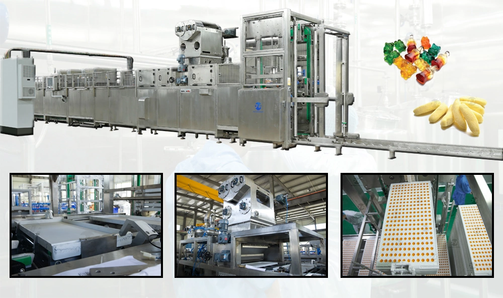 China Multifunction Full Automatic Pectin Gealtin Starch Mogul Line Jelly Gummy Candy Depositing Production Line Gummy Making Machine