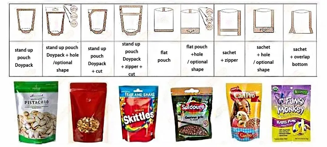 CE Automatic 300g/1kg/2kg Snack/Candy/Chips/Food/Jelly/Fruit/Nut/Coffee Bean Rotary Stand-up Bag/Zipper Bag/Premade Bag Packing Machine