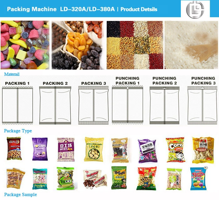 Factory Price Automatic Candy/ Jelly/ Popcorn/ Herb/ Potato Chips Packing Machine