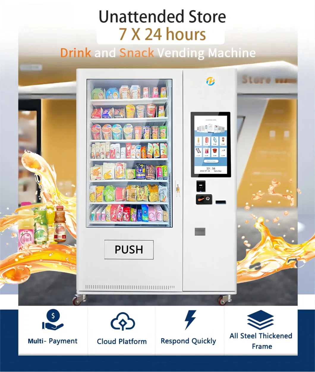 School/Office/Park Good Price Snacks Beverages Ground Cafe 2 in 1 Coffee Vending Machine Italy