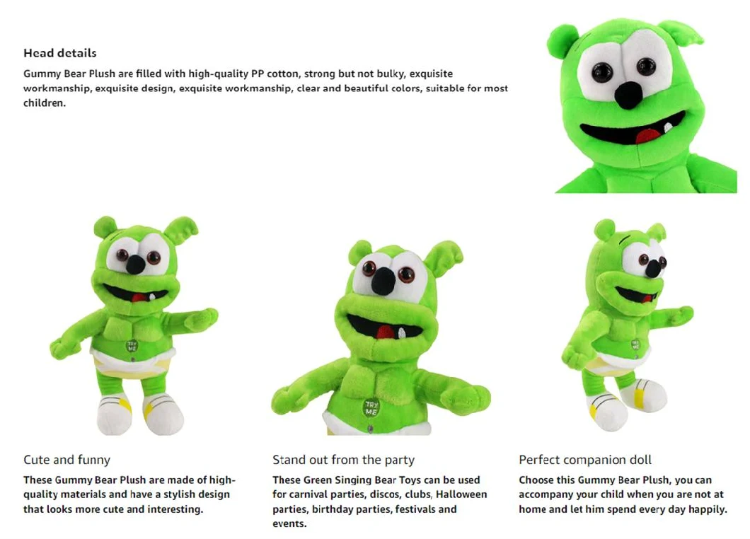 Fashion Gummy Bear Musical Plush Toy Gummy Bear 12inches