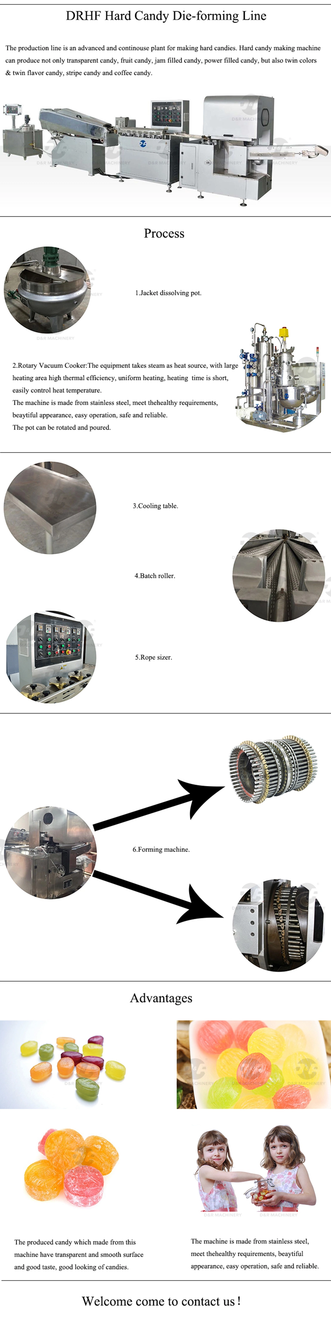 Die- Formed Hard Candy Making Machine Full Automatic Hard Candy Production Line