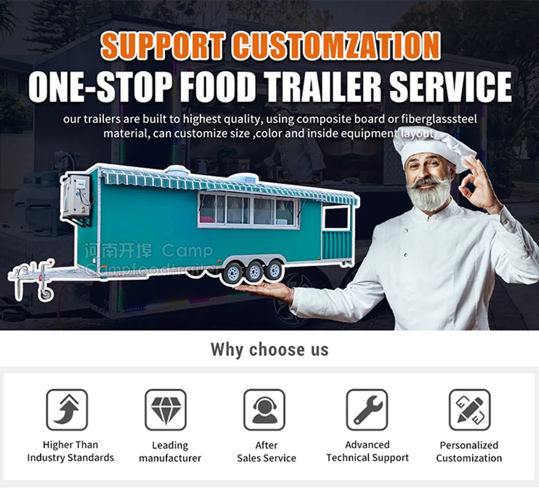 Food Truck Mobile Food Trailer Customized Street Mobile Restaurant Fully Equipped Kitchen