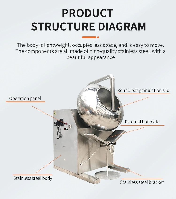 Automatic Sugar Coated Gummy Bear Candy Small Peanut Burger Coating Machine