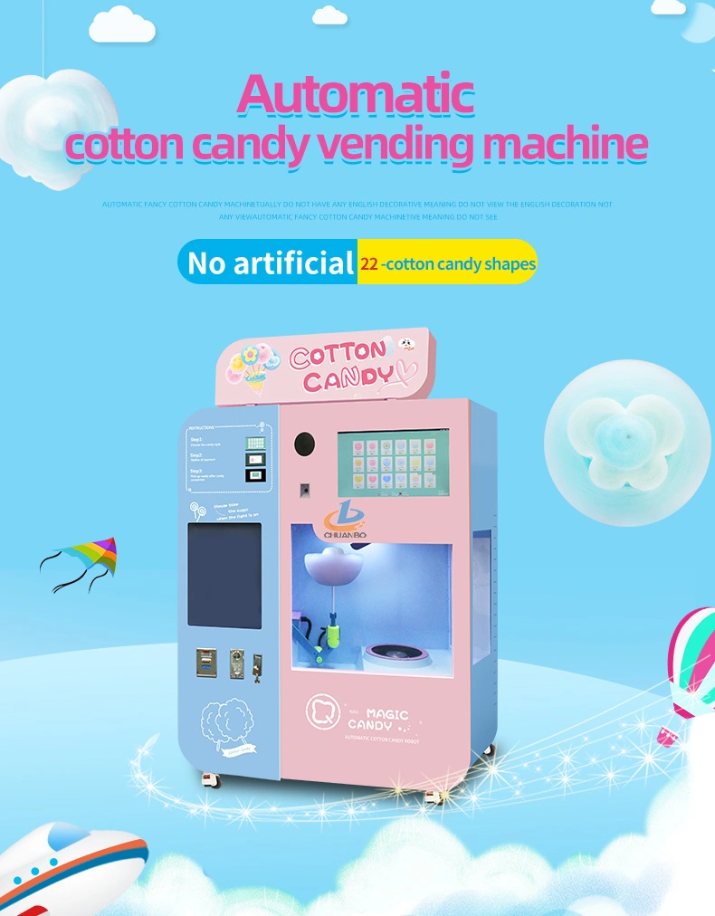 Factory Automatic Cotton Candy Vending Machine Floss Flower Candy Machine