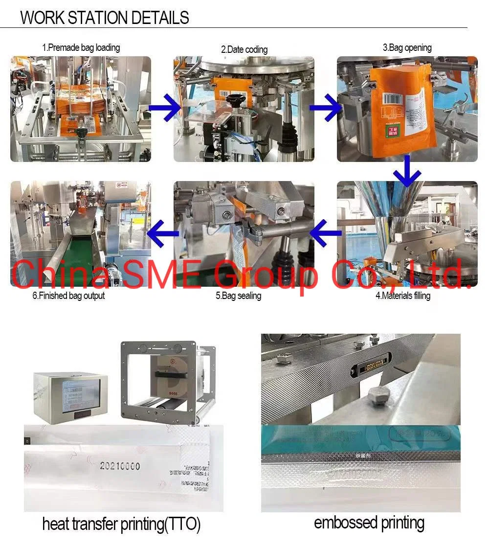 Automatic Snack / Food / Candy / Sweet/ Patato Chips / Dry Fruit / Powder / Liquid Pre-Made Pre-Formed Zipper Pouch Doypack Rotary Packing Machine