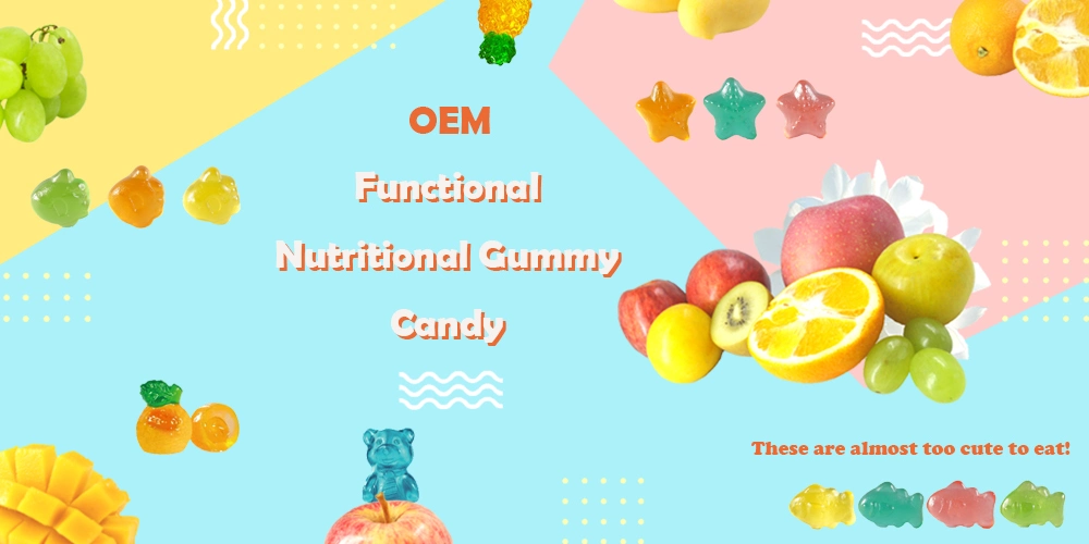 Custom Private Label Halal Fruit Gummy Candy OEM Nutritional Fiber Sweet Soft Candy Mixed Fruit Flavor Multivitamin Supplement Gummy Candy Manufacturers