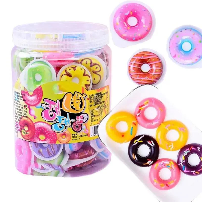 Professional Manufacturer 3D Donut Shape Jam Filed Gummy Fruit Flavor Sweets Soft Candy