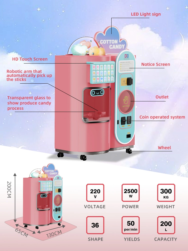 Funspace Support Multi-Language Fully Automatic Marshmallow Machine Intelligent Cotton Sugar Candy Making Vending Machine