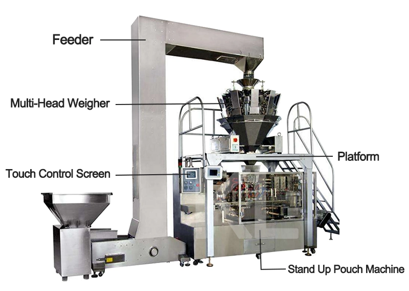 Kl-210 Automatic Food Grade Mulit Function Saffron Ground Coffee Packing Machine with 4 Head Linear Weigher