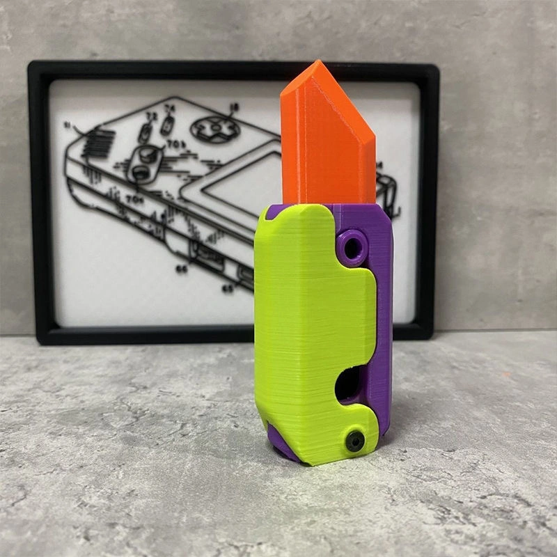 3D Printing Gravity Knife Toy Cub Jumping Small Radish Knife Toys Decompression Push Card Small Carrot Knife