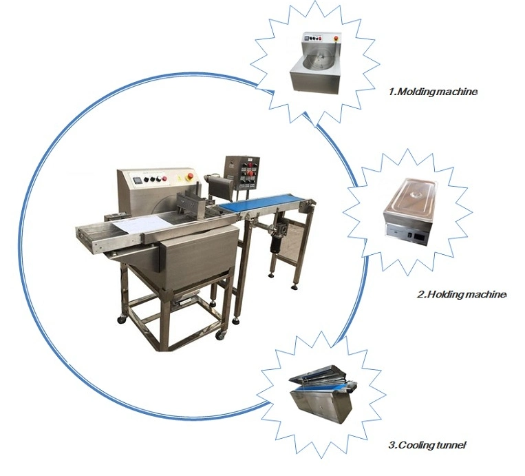 Mini Chocolate Shower Tablet Enrober Coating Cover Machine Enrobed Candy Bar Production Line