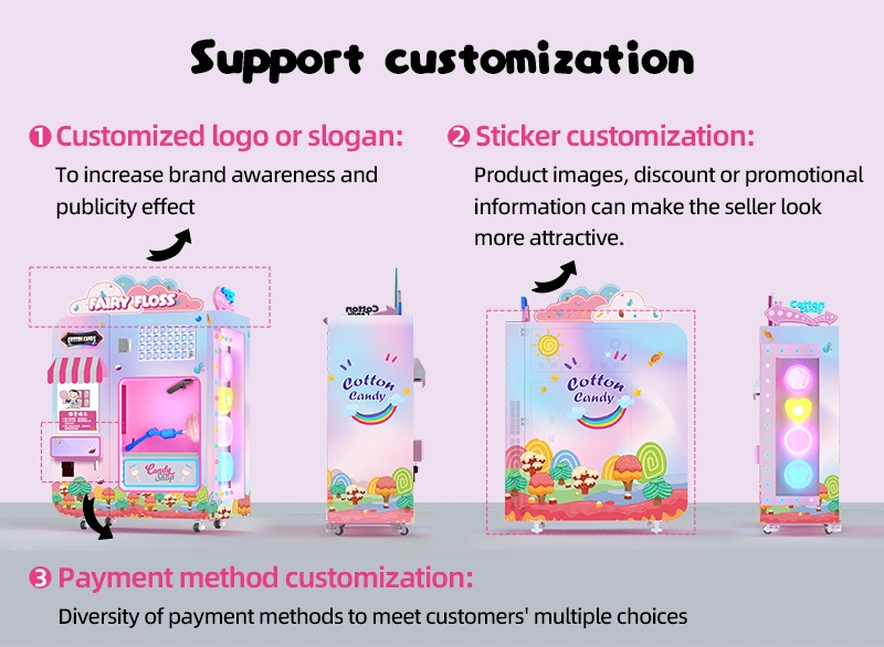 Commercial Automatic Snack 32 Flower Types Customize Making Marshmallow Floss Cotton Candy Vending Machine