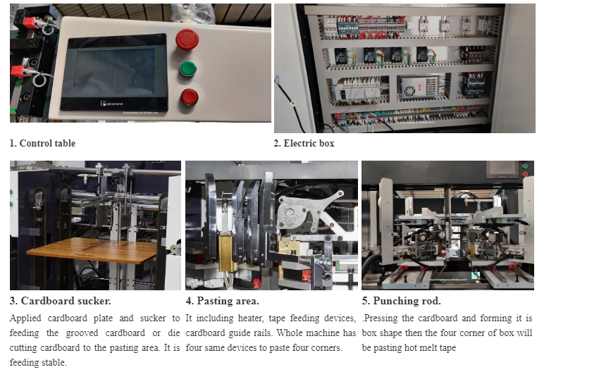 High Efficiency Automatic Rigid Confectionery Box Corner Pasting Machine