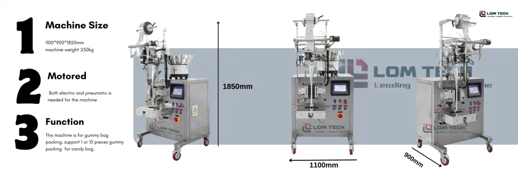 Factory Direct Sale Lom Fully Automatic 4 Sides Jelly Gummy Candy Bear Packing Machine