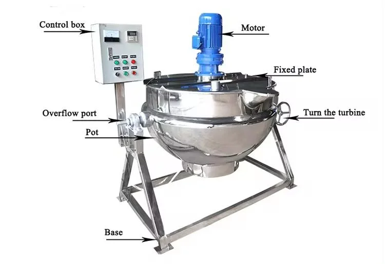 Jacketed Boiling Pot / Automatic Pot Stirrer Inclinable Cooking Mixer