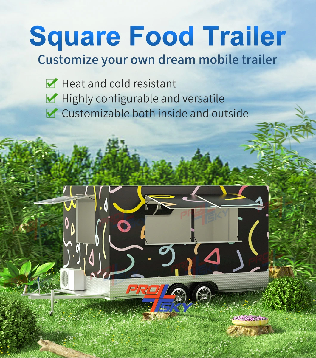 Prosky Fast Food Trucks Caravan Mobile Food Kiosk Catering Shipping Container Food Trailer Full Kitchen