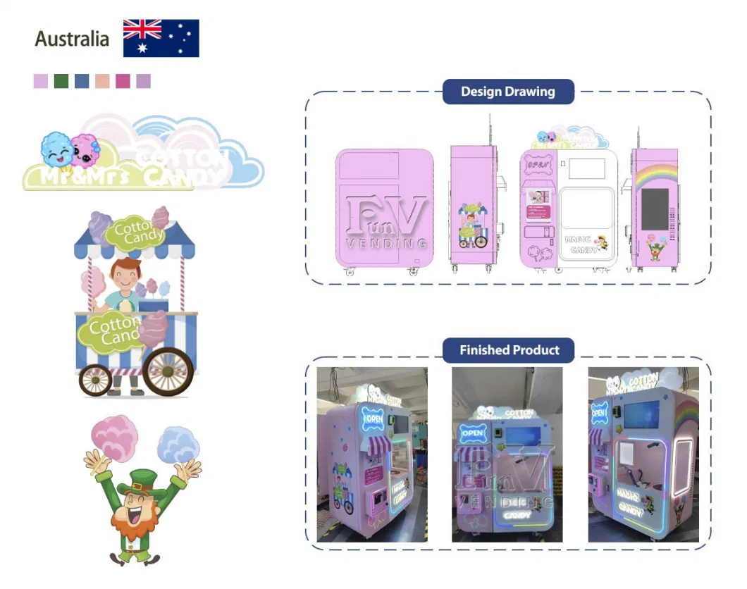 Fully Automatic Making 24 Styles Fairy Floss Cotton Candy Flower Vending Marshmallows Vending Machine on Shopping Mall for Kids