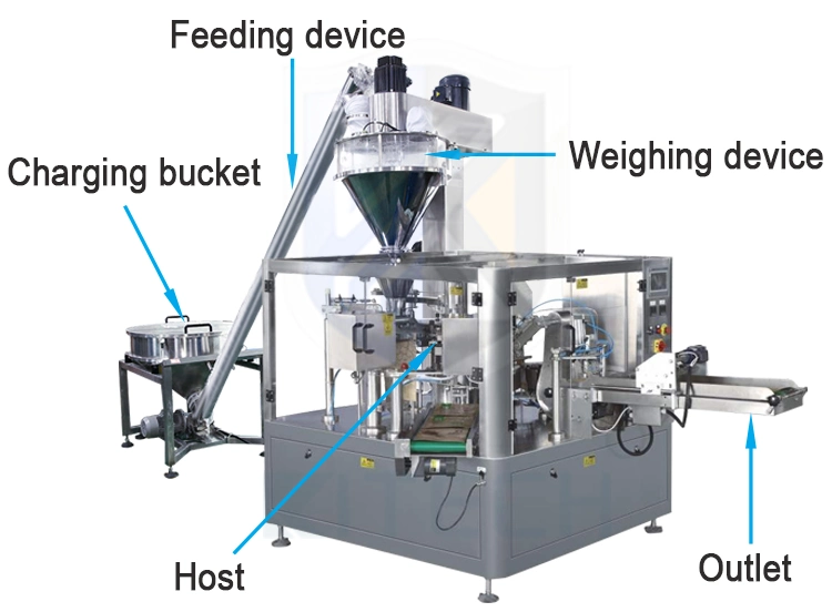 Kl-210gds Automatic Stand up Pouch Ground Cocoa Matcha Milk Tea Coffee Powder Packing Machine