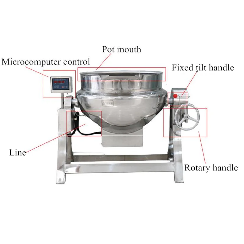 Electric Hard Candy Sirop Jam Cooking Pot Sugar Melting Jacketed Kettle Steam Cooking Candy Kettle