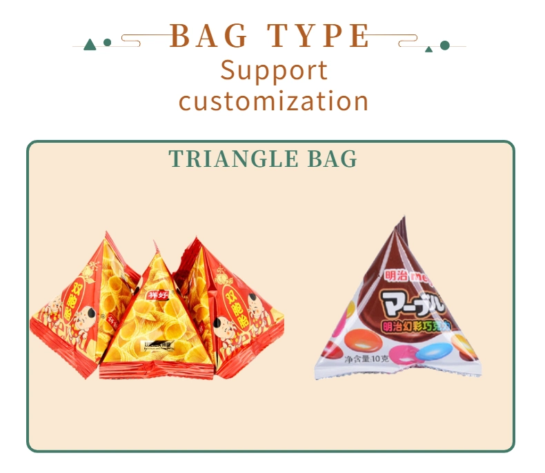 Candy Chocolate Bean Nuts Granules Seeds Seeds Biscuits Snack Triangle Bag Packaging Machine