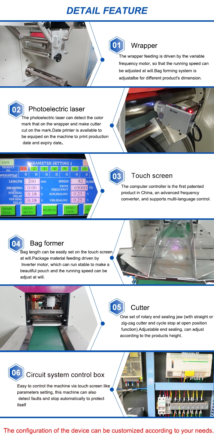 Kl-250 Fully Automatic Sachet Jelly Candy Pillow Form Fill Seal Wrapping Flow Packaging Packing Filling Sealing Machine Price