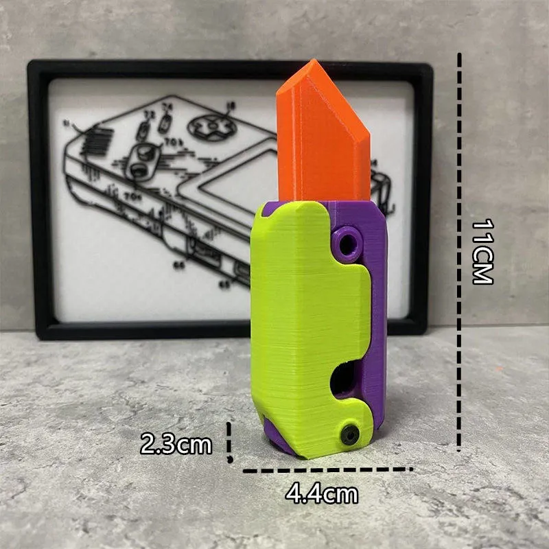 3D Printing Gravity Knife Toy Cub Jumping Small Radish Knife Toys Decompression Push Card Small Carrot Knife