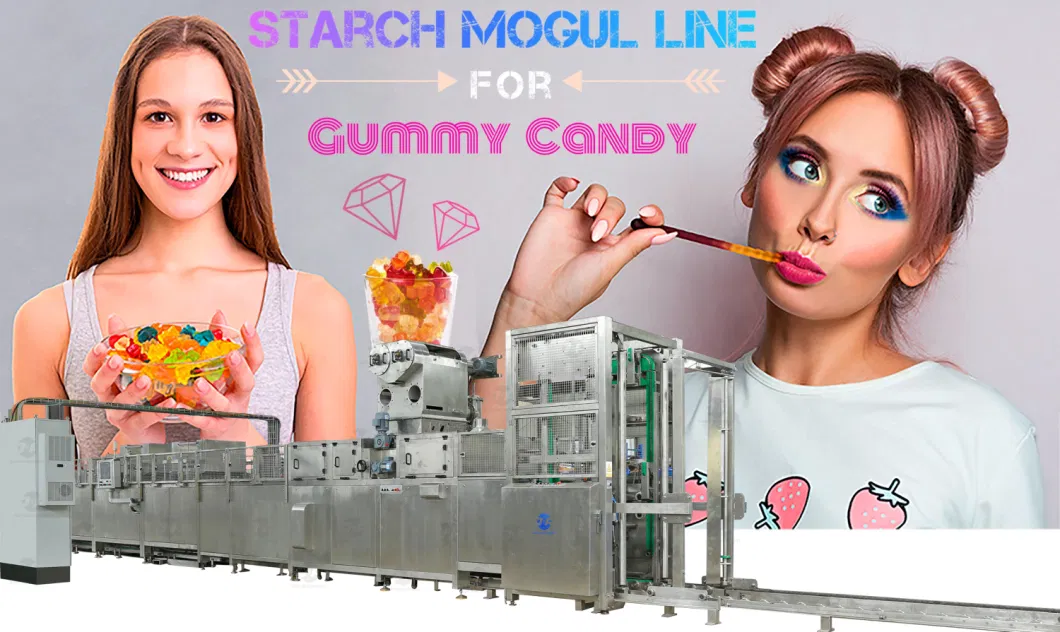 Full Automatic Gelatin Candy Making Machine Pectin Soft Jelly Candy Production Line Gummy Bear Starch Mogul Line