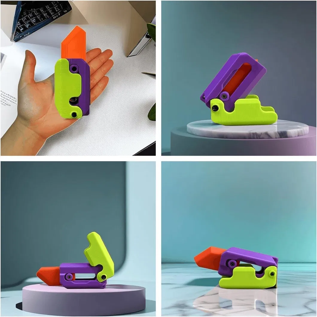 New 3D Printing Gravity Knife Toy Cub Jumping Small Radish Knife Fidget Toys Decompression Push Card Small Carrot Knife