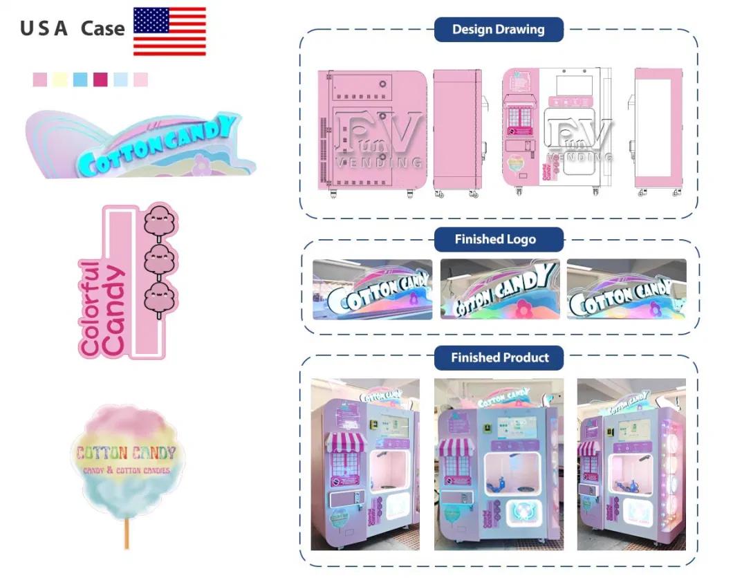 Fully Automatic Making 24 Styles Fairy Floss Cotton Candy Flower Vending Marshmallows Vending Machine on Shopping Mall for Kids