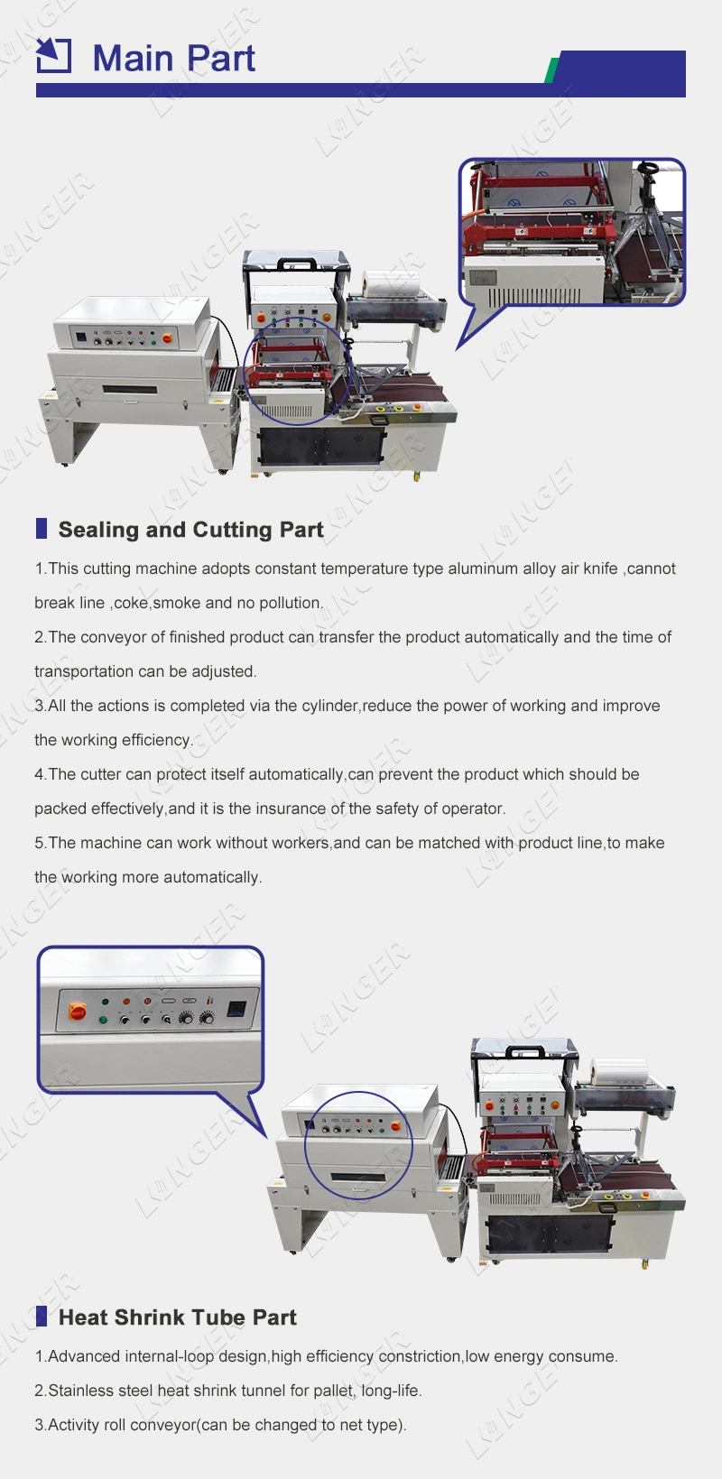 Good Quality BOPP Tape Packing Confectionery Shrink Wrapping Machine