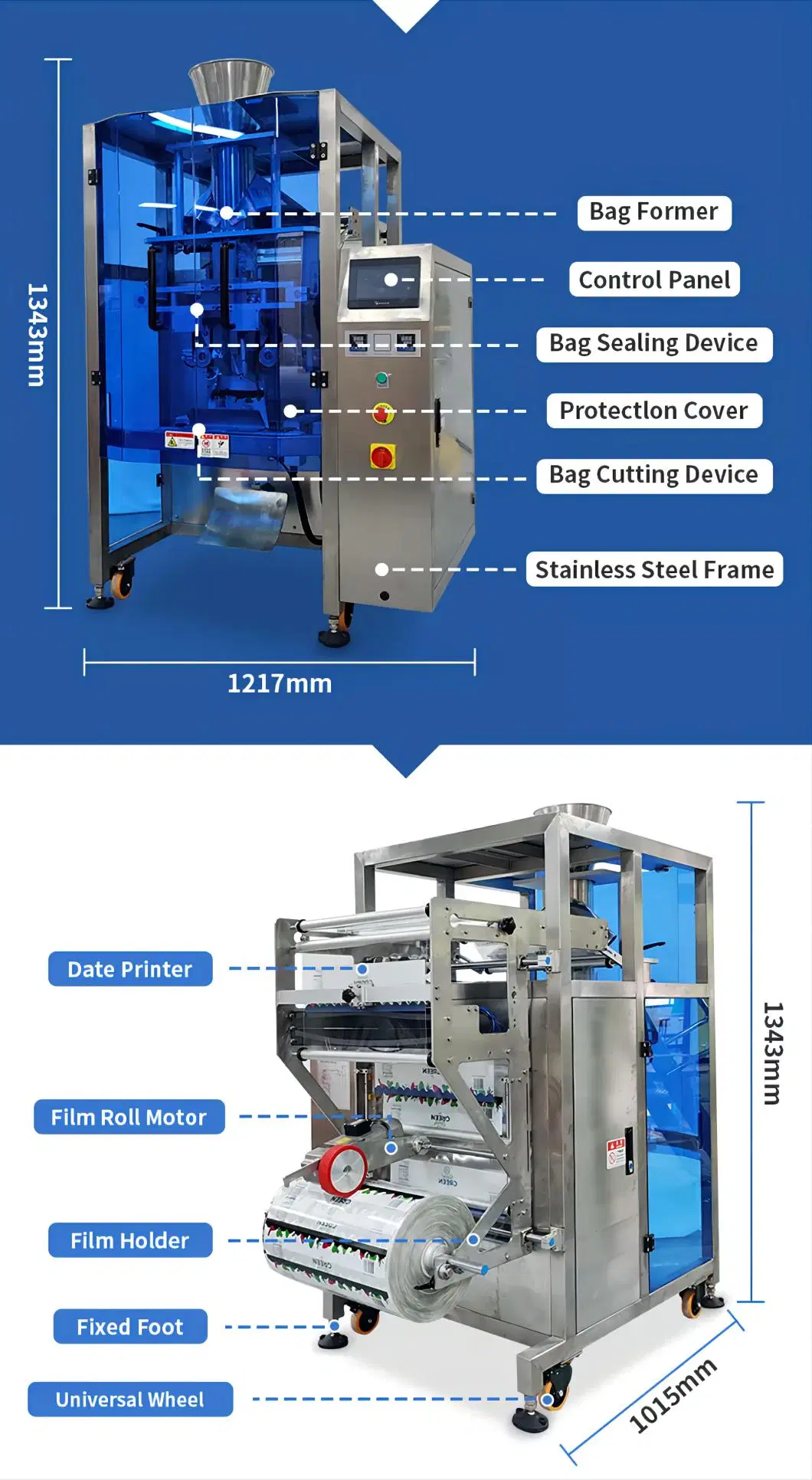 Big Packing Range Multi-Heads Weigher Packaging Machine for Confectionery and IQF Produce