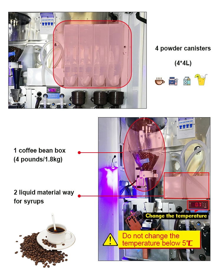 Fresh Ground &amp; Fresh Brewed Coffee Vending Machine with Credit Card &Bill &Coin-Operated