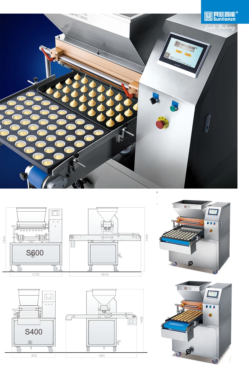 Two Nozzles Automatic Cake Making Machine Cake Depositor Machine