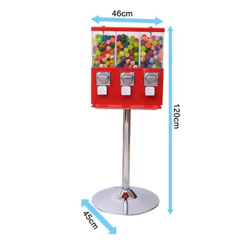 Vending Machines for Business Gumball Machine with Stand Candy Triple Pod Standing Dispenser Commercial Use to Dispense Gumballs Candies Using Quarter