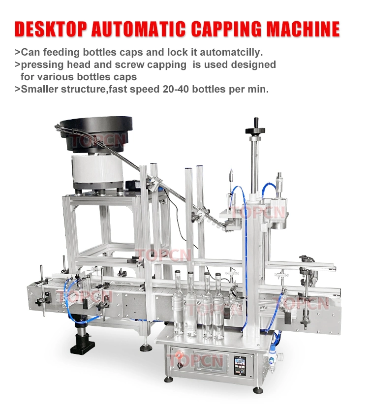 Glass Jar Whisky Cap Cork Plastic Tear-Band Tamper Evident Vitamin Chewing Gum Bottle Tabletop Automatic Press Capping Machine